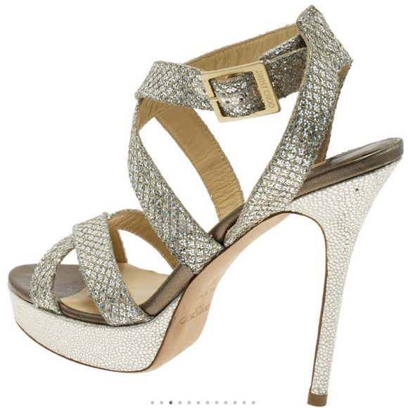 Jimmy Choo Vamp Glitter Crossing-straps Sandals - Picture 2 of 15